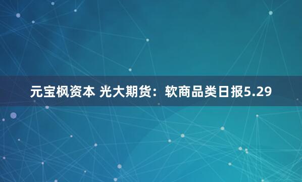 元宝枫资本 光大期货：软商品类日报5.29